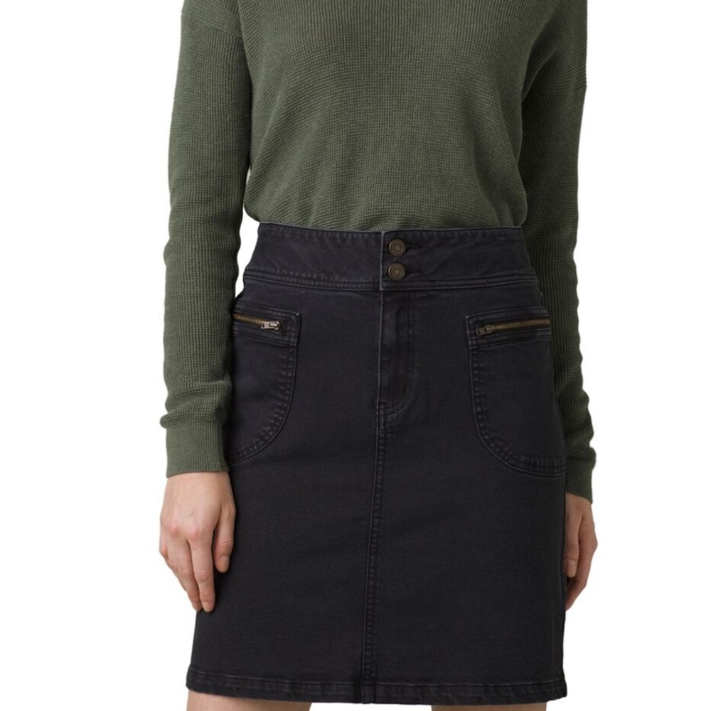 Prana Broadway Skirt Black Denim 98% Organic Cotton